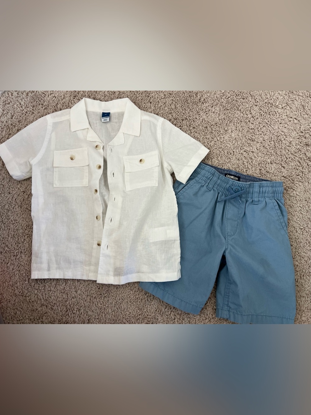 Old Navy White Short-Sleeve Button-Front Shirt for Kids